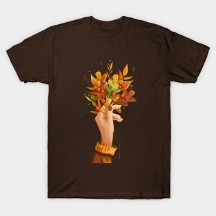 Autumn bouquet with rowan and oak leaves T-Shirt